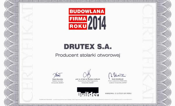 DRUTEX Budowlaną Firmą Roku 2014